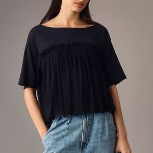 Maeve by Anthropologie Tulle Bubble-Hem Tee